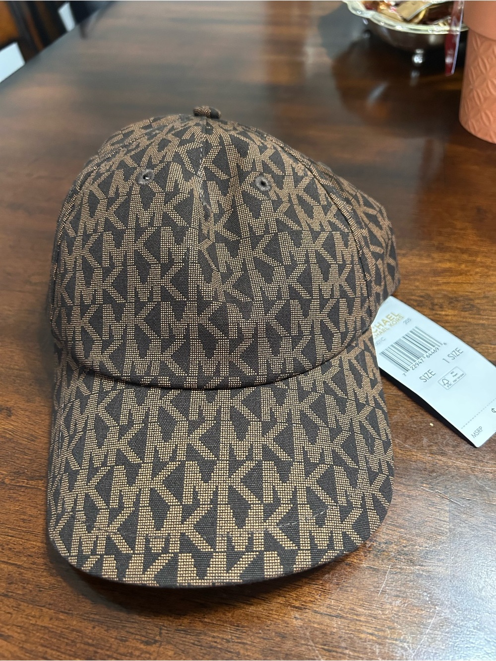 Authentic Michael Kors Brown MK Monogram Baseball Cap